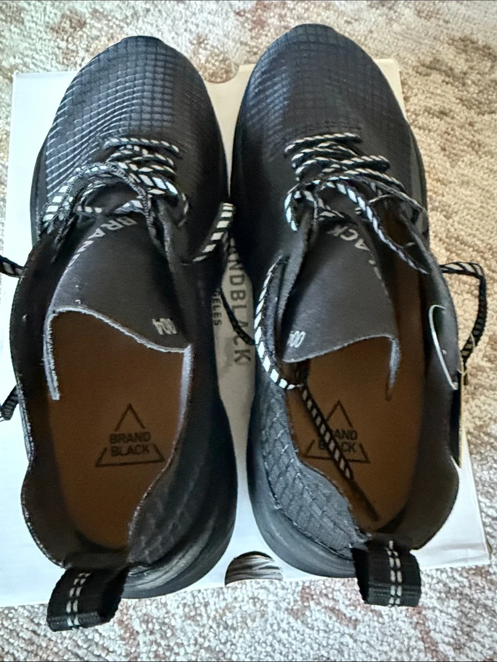 Brandblack Men’s Black Knit Runner Sneakers with Reflective Laces